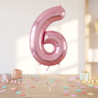 בלון ספרה 6 ורוד 34"