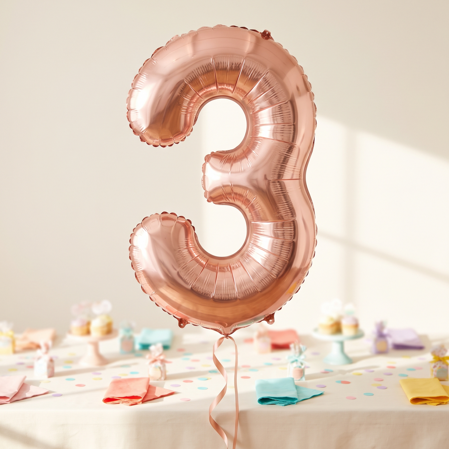 בלון ספרה 3 רוח גולד 34"