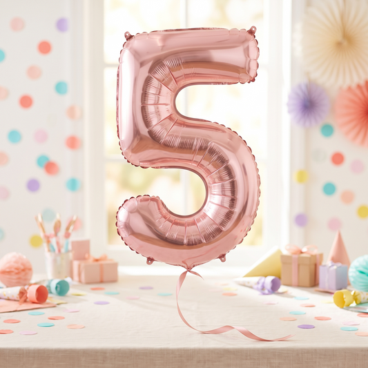 בלון ספרה 5 ורוד 34"