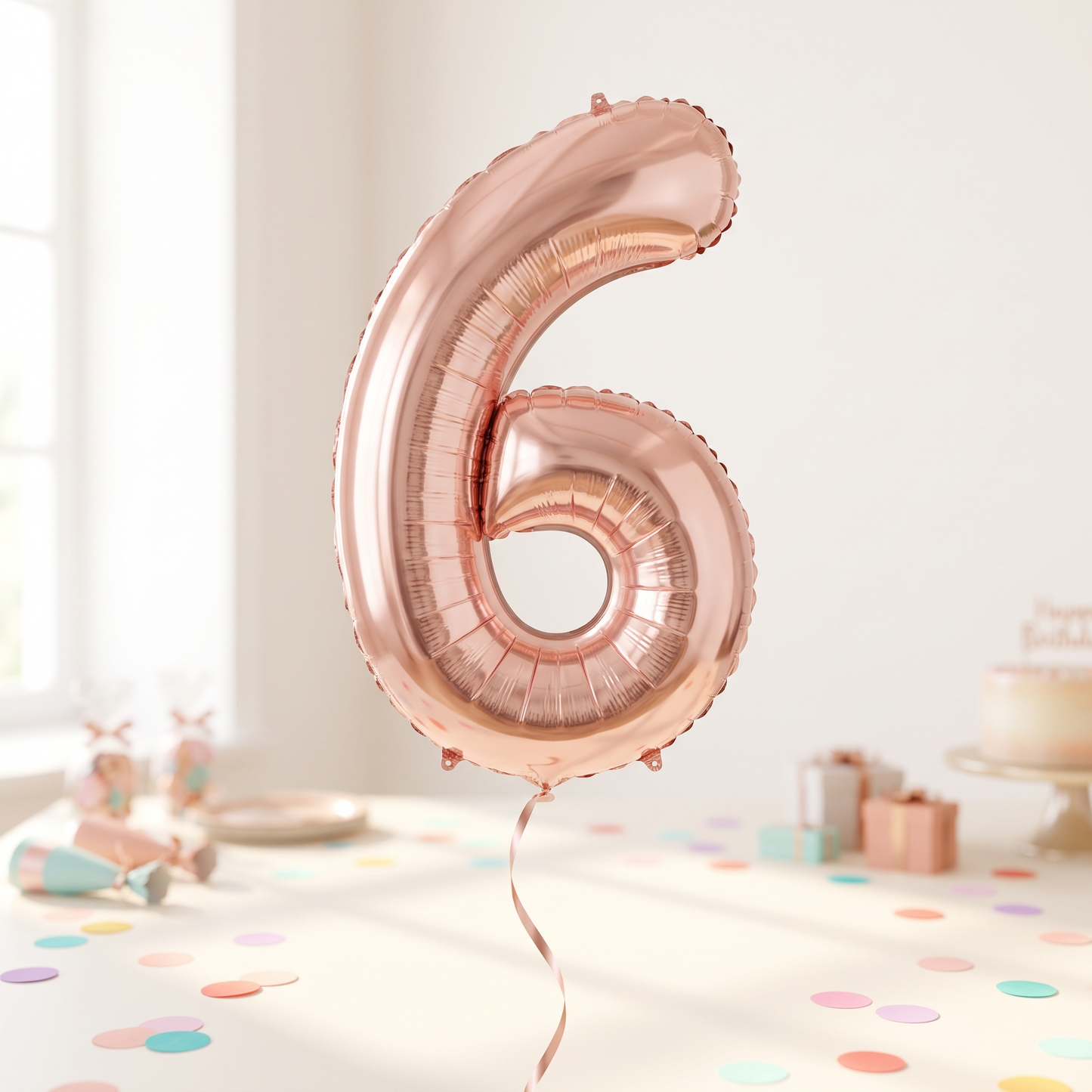 בלון ספרה 6 רוח גולד 34"