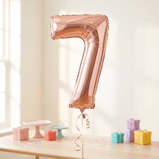 בלון ספרה 7 רוח גולד 34"
