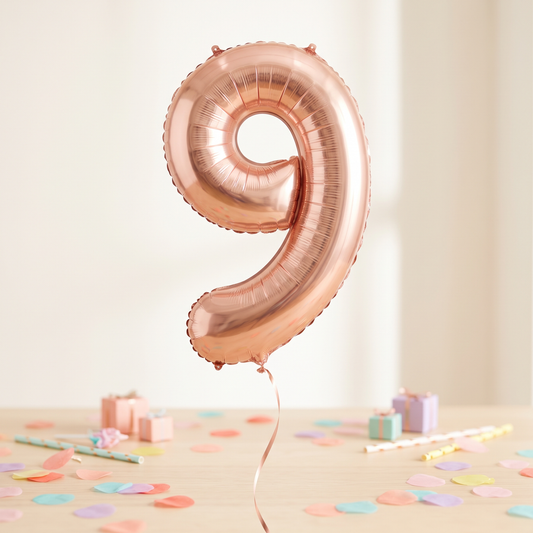 בלון ספרה 9 רוח גולד 34"